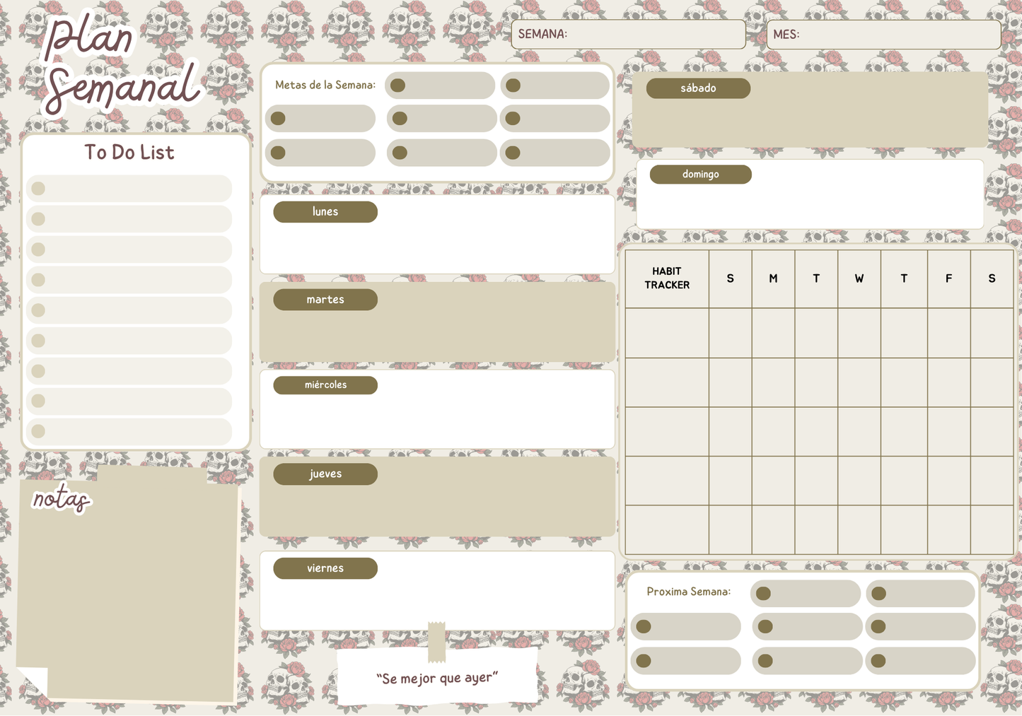 TANIA WEEKLY PLANNER