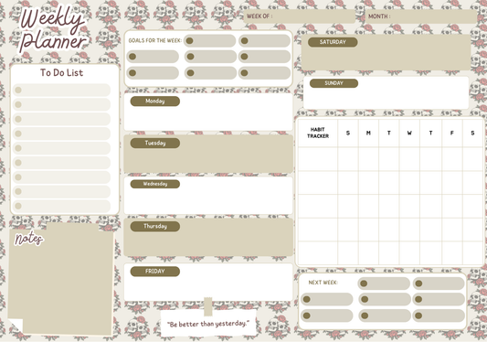 TANIA WEEKLY PLANNER
